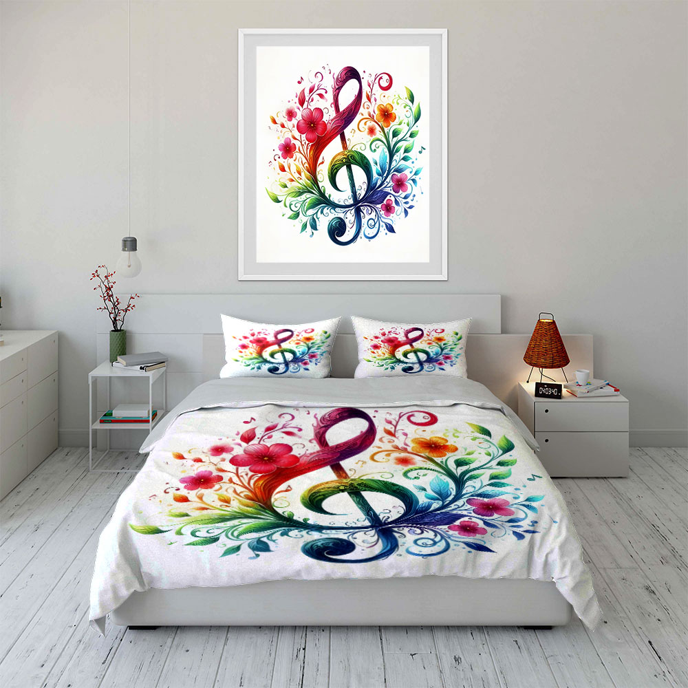 Canlı çiçek desenli müzik nota - Duvet Cover Sets With Zipper incelemesi ve fiyatı