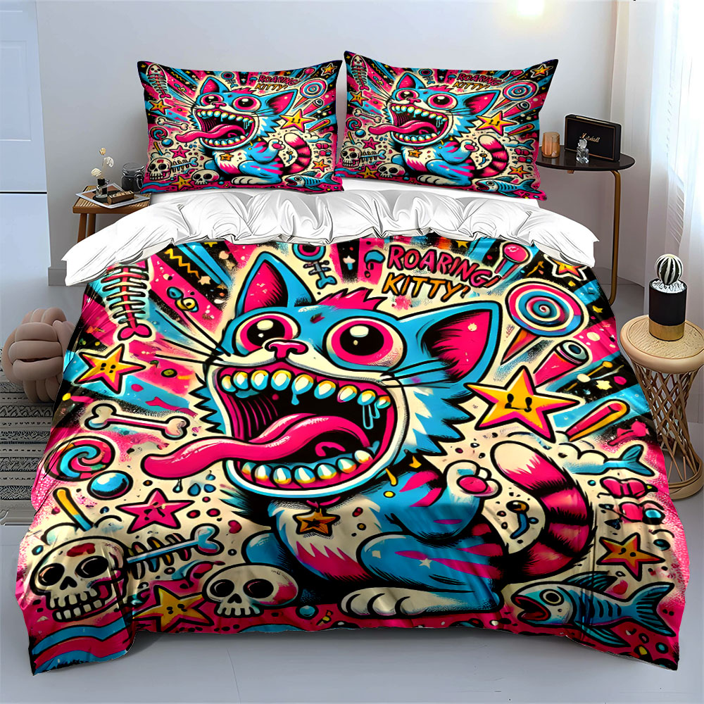 Pop grafiti tarzı kükreyen ked - Duvet Cover Sets With Zipper incelemesi ve fiyatı