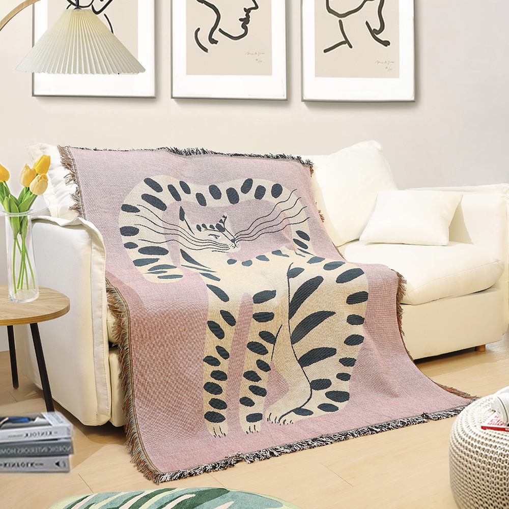 Boho Soyut Kedi Jakarlı Örtü B - Boho Throw Blanket Fringe incelemesi ve fiyatı
